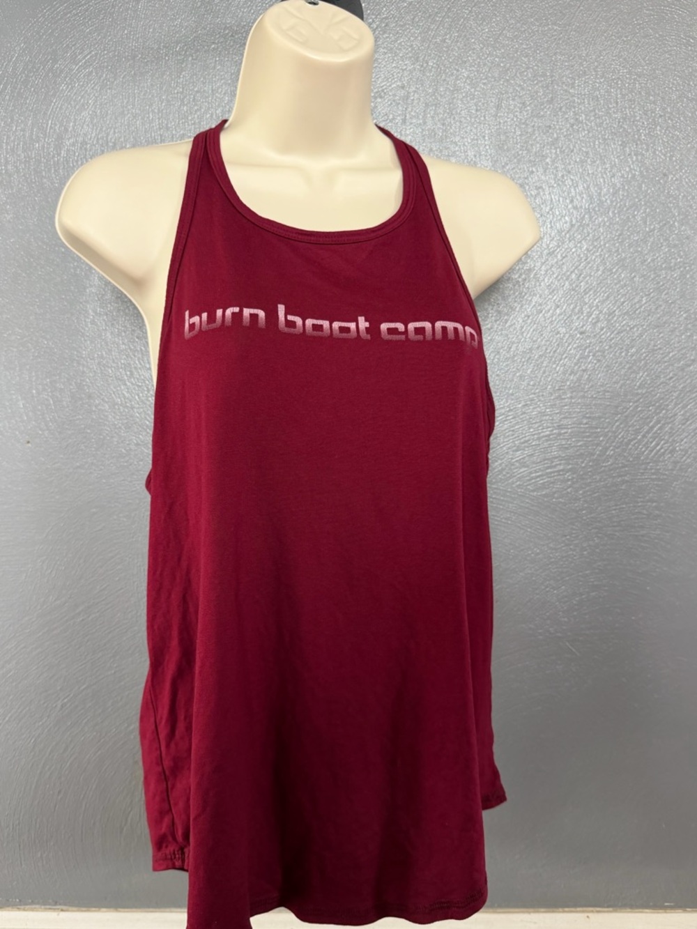Burn Boot Camp Burgundy Racerback Tank Top Medium